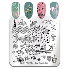 Load image into Gallery viewer, Sea World Square Nail Art Stamp Template