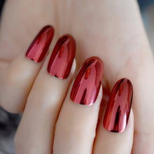 Load image into Gallery viewer, Long Round Fake Nails Natural Pink Silver