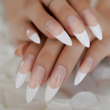 Load image into Gallery viewer, White French Tips Fake Nails Extra Long