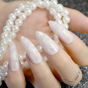 White French Tips Fake Nails Extra Long