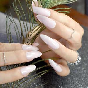 White French Tips Fake Nails Extra Long