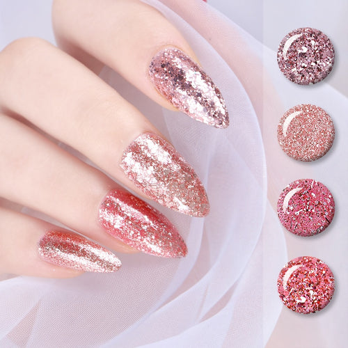 BORN PRETTY 5ml Nail UV Gel Rose Gold Nude Pink Shinning Glitter Gel