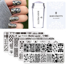 Load image into Gallery viewer, BORN PRETTY Nail Stamping Plate Stamper Scraper Set 3 Pcs Summer Image Printing Template Rectangle Manicure Stamp Kit