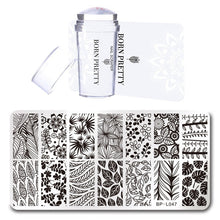 Load image into Gallery viewer, BORN PRETTY Nail Stamping Plate Stamper Scraper Set 3 Pcs Summer Image Printing Template Rectangle Manicure Stamp Kit