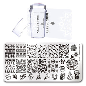 BORN PRETTY Nail Stamping Plate Stamper Scraper Set 3 Pcs Summer Image Printing Template Rectangle Manicure Stamp Kit