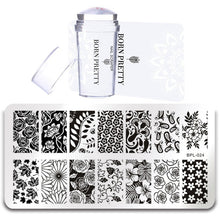 Load image into Gallery viewer, BORN PRETTY Nail Stamping Plate Stamper Scraper Set 3 Pcs Summer Image Printing Template Rectangle Manicure Stamp Kit