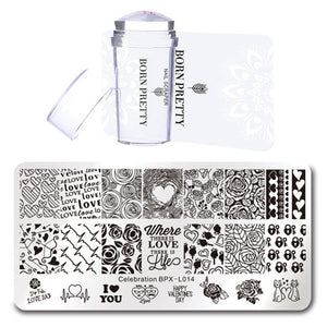 BORN PRETTY Nail Stamping Plate Stamper Scraper Set 3 Pcs Summer Image Printing Template Rectangle Manicure Stamp Kit