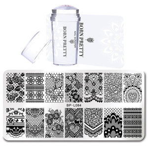 BORN PRETTY Nail Stamping Plate Stamper Scraper Set 3 Pcs Summer Image Printing Template Rectangle Manicure Stamp Kit