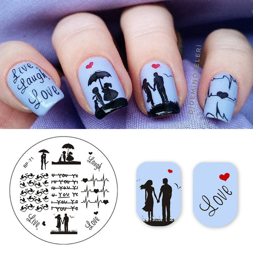 Love Theme Nail Art Stamping Template