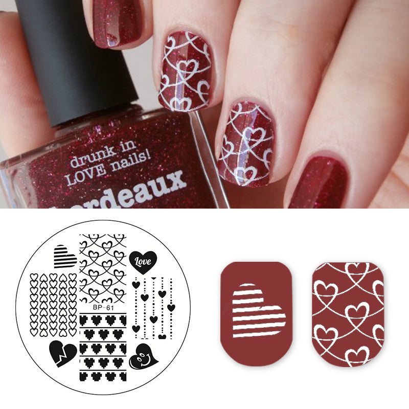 BORN PRETTY Love Heart Nail Art Stamping Template