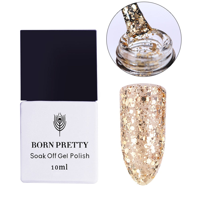 BORN PRETTY 10ml Champagne Gold Glitter Gel Nail Sequins