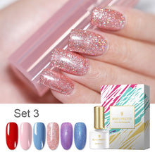 Load image into Gallery viewer, BORN PRETTY 6 Bottles Soak Off UV Gel Polish Glitter Cat Eye