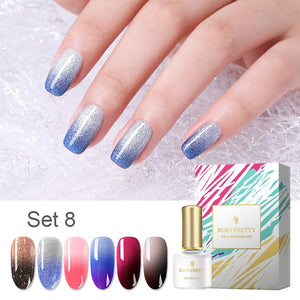 BORN PRETTY 6 Bottles Soak Off UV Gel Polish Glitter Cat Eye