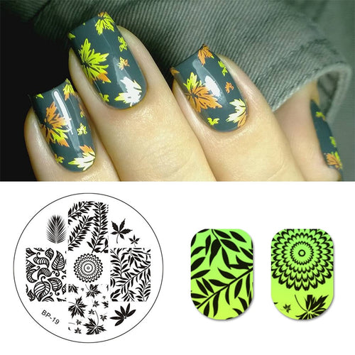 BORN PRETTY Leaves Theme Pattern Nail Art Stamp Template