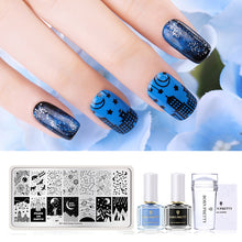 Load image into Gallery viewer, BORN PRETTY Nail Art Stamping Set Nail Clear Jelly Stamper Scraper Stamping Template Tools With 2 Bottles Stamping Nail Polish