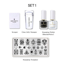 Load image into Gallery viewer, BORN PRETTY Nail Art Stamping Set Nail Clear Jelly Stamper Scraper Stamping Template Tools With 2 Bottles Stamping Nail Polish