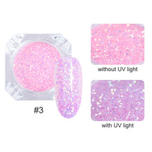 Load image into Gallery viewer, 1g Nail Glitter Powder Light Changing Dust Laser Sunlight Sensitive Powder