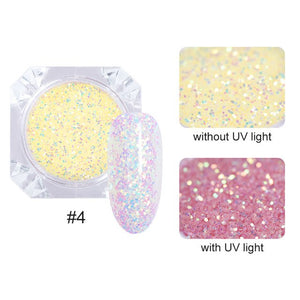 1g Nail Glitter Powder Light Changing Dust Laser Sunlight Sensitive Powder