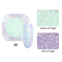 Load image into Gallery viewer, 1g Nail Glitter Powder Light Changing Dust Laser Sunlight Sensitive Powder