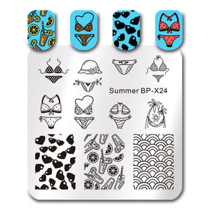 Sea World Square Nail Art Stamp Template