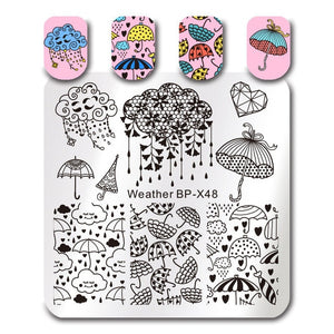 Sea World Square Nail Art Stamp Template