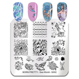 Sea World Square Nail Art Stamp Template