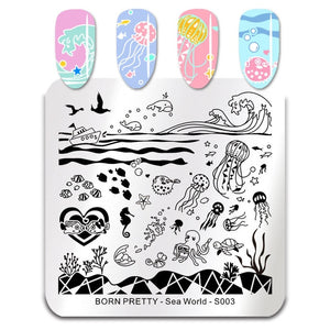 Sea World Square Nail Art Stamp Template