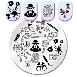 BORN PRETTY Nail Print Stencil Nail Stamp Plates Gun Detective Finger Print