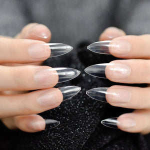 Clear Extra Long Manicure Salon Nails Full Cover Transparent